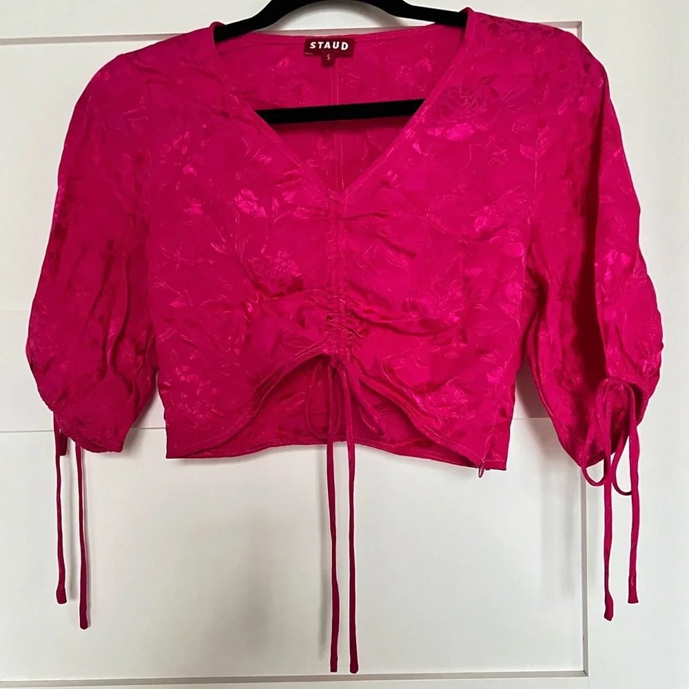 STAUD Blossom Satin Jacquard Crop Top - Picture 2 of 3